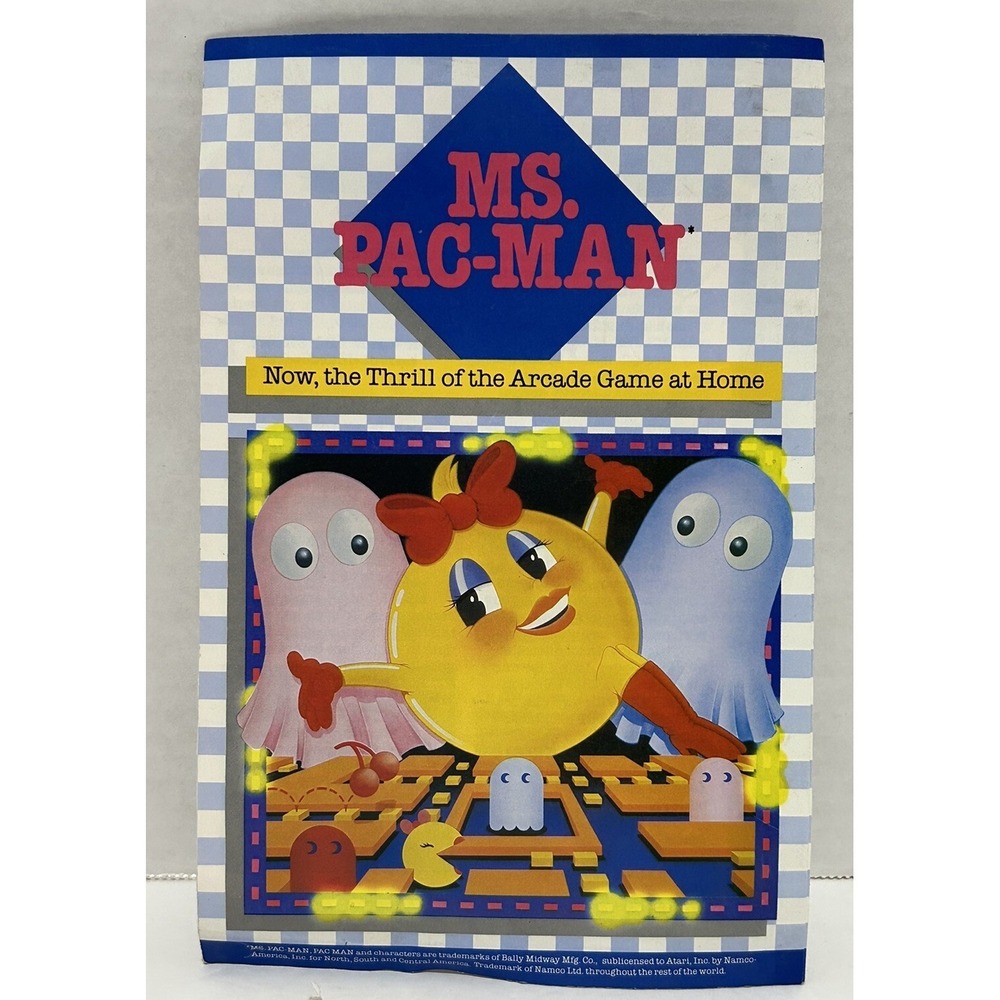 Atari Ms. Pac-Man Manual‎ Cover Art Book Insert Wall Art Poster Arcade Vtg 1983